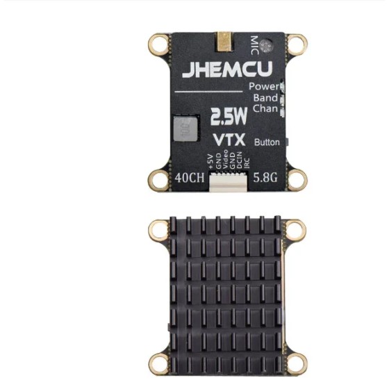 Original JHEMCU 2.5W VTX 5.8G 40CH 2-6S 30X30mm Adjustable Built-in Microphone Heat for Long Range RC Drone VTX